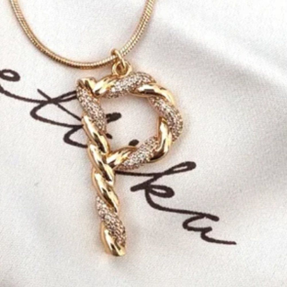 Ettika Gold Tone P Letter Necklace